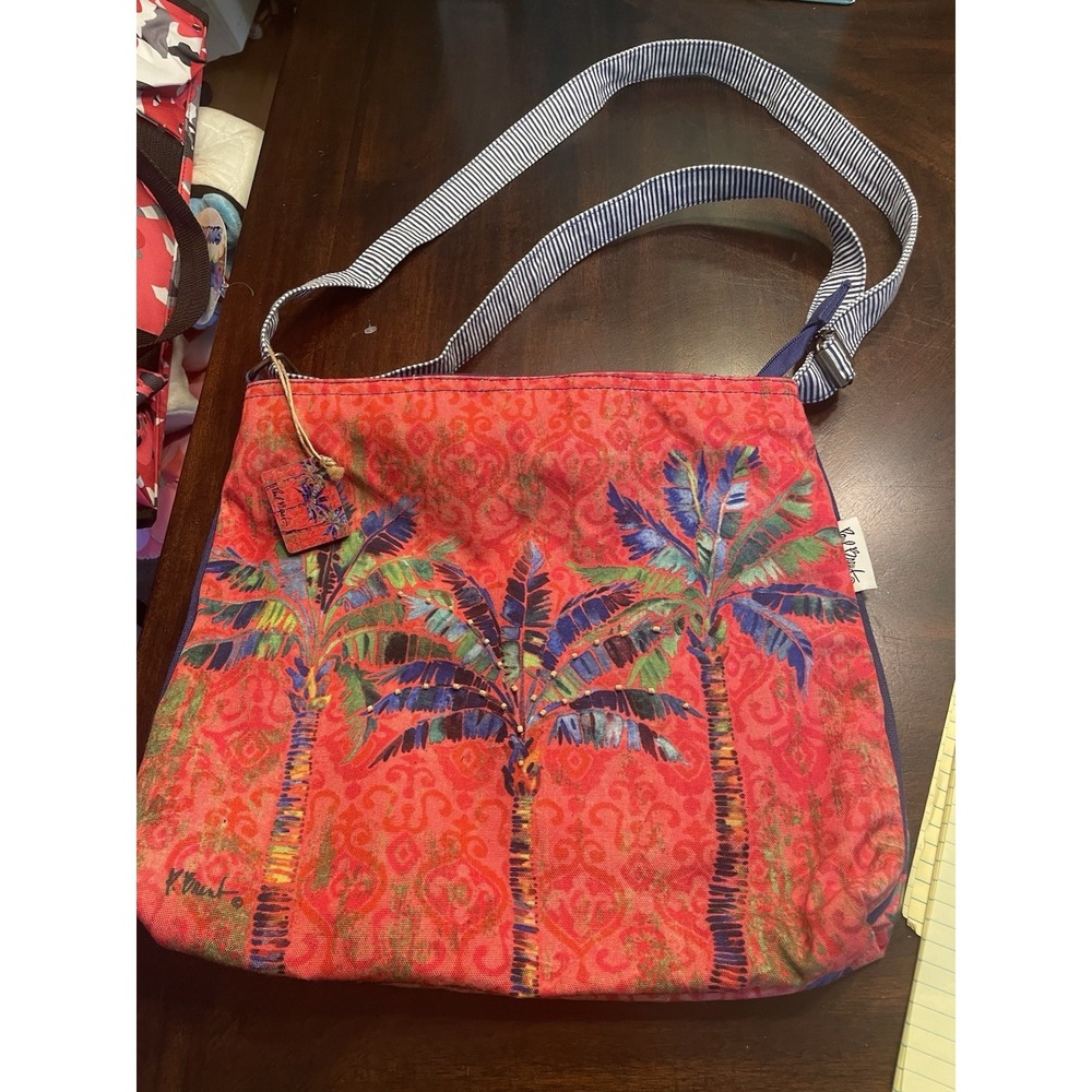 Paul Breut Tropical Palm Tree Crossbody Canvas Beach Bag